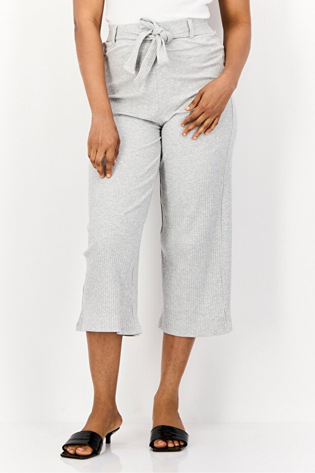 Women Regular Fit Textured Wide Leg Pants, Grey