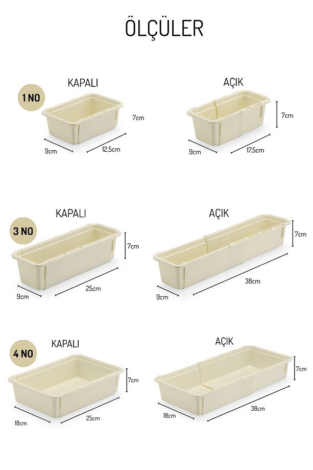 8 Parça MiniMax Ayarlanabilir Kayar Kızaklı Çekmece Organizeri - 3