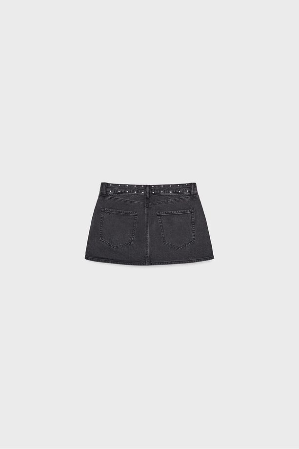 D62 Zımbalı Denim Şort Etek - 7