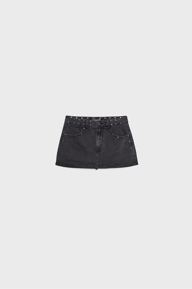 D62 Zımbalı Denim Şort Etek - 6