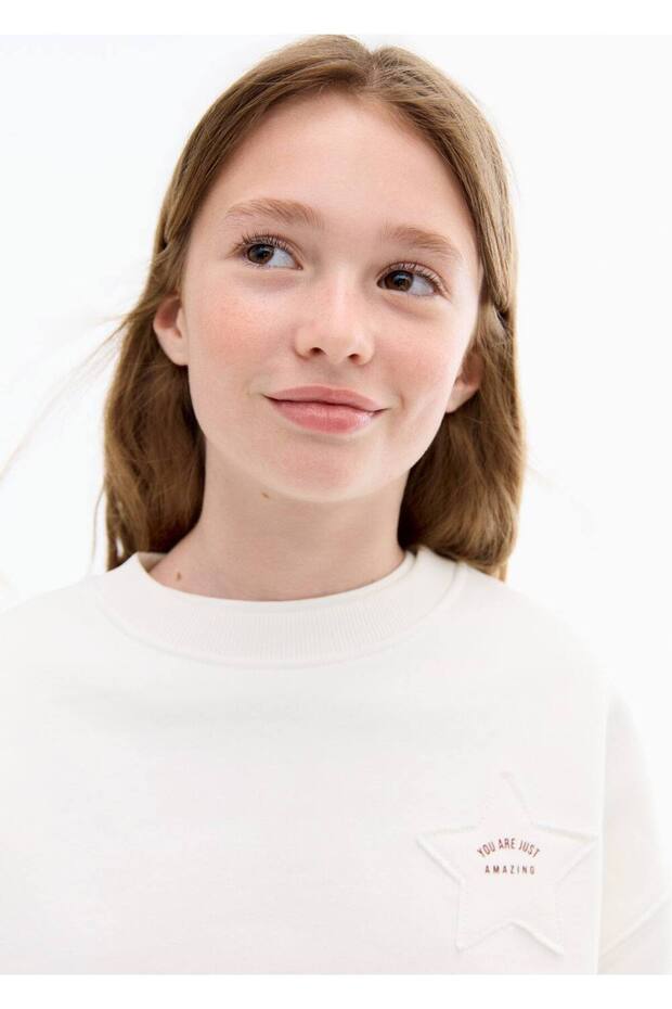 Yıldız işlemeli sweatshirt - 7