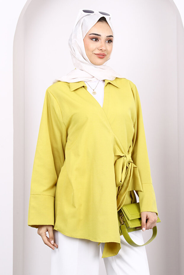 Oil Green Side Tie Kimono