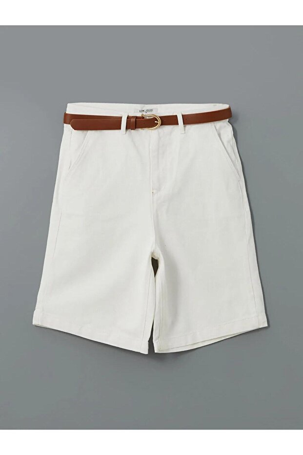 Lcw Jeans Beli Kemerli Bermuda Fit Kadın Jean Şort (S5) - 5