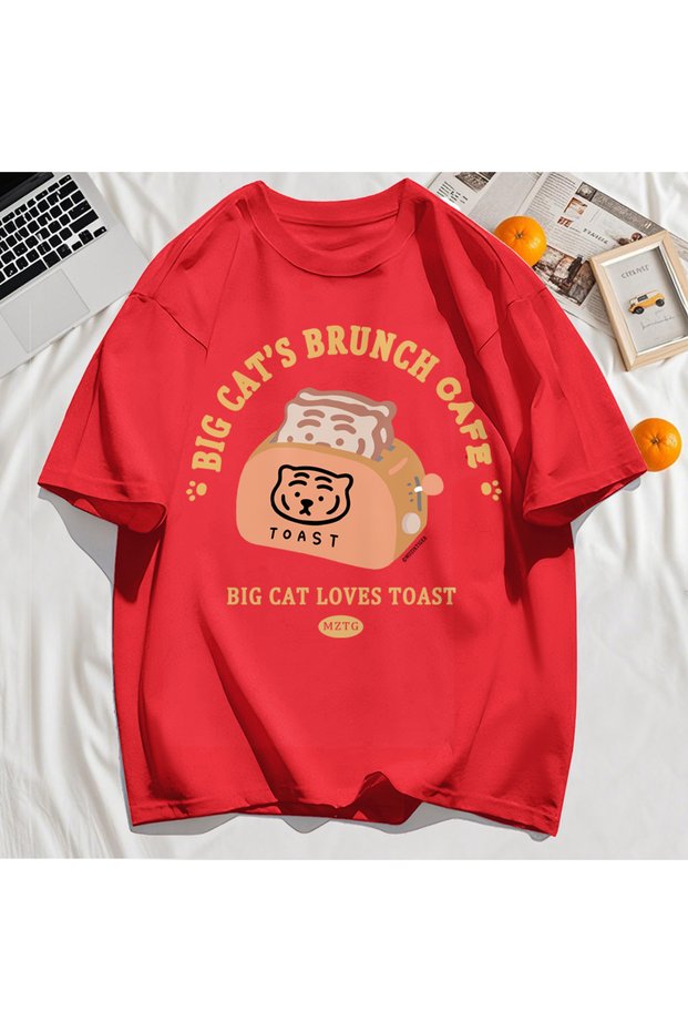 Y2K Vintage T-Shirt Tee Big Cat's Brunch Cafe Design