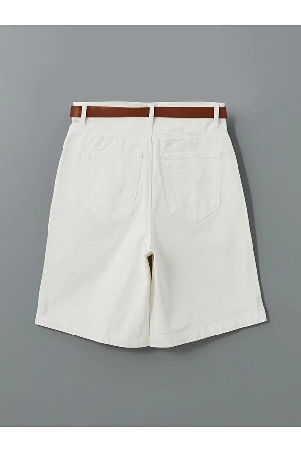 Lcw Jeans Beli Kemerli Bermuda Fit Kadın Jean Şort (S5) - 6