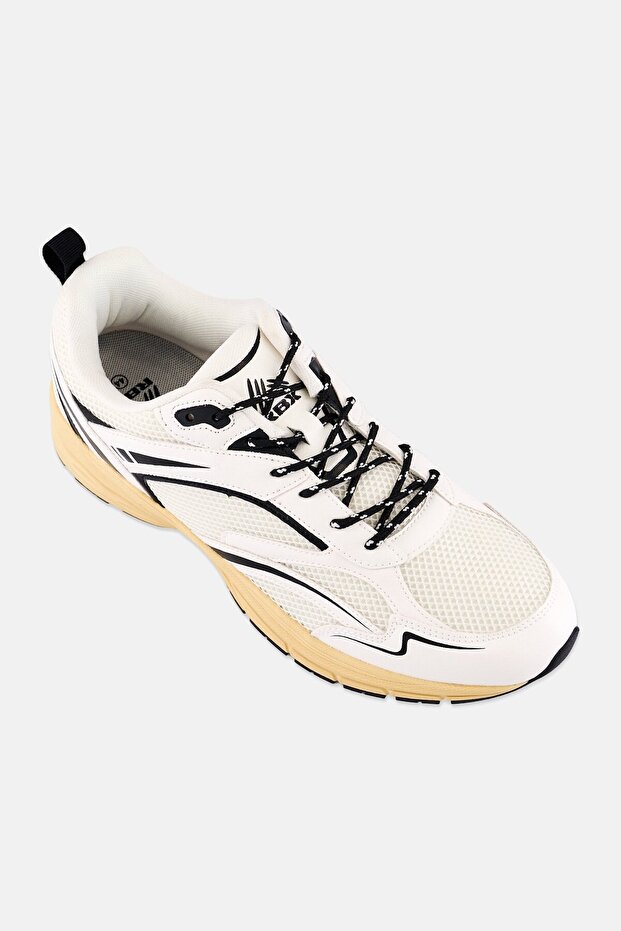 Men Brand Logo Lace Up Running Shoes, Off White