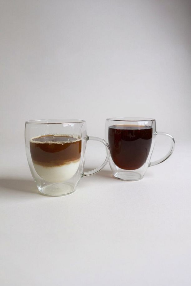 Çift Cidarlı 2li Cam Çay Kahve Meşrubat Bardağı Borosilikat 350 ML - 4