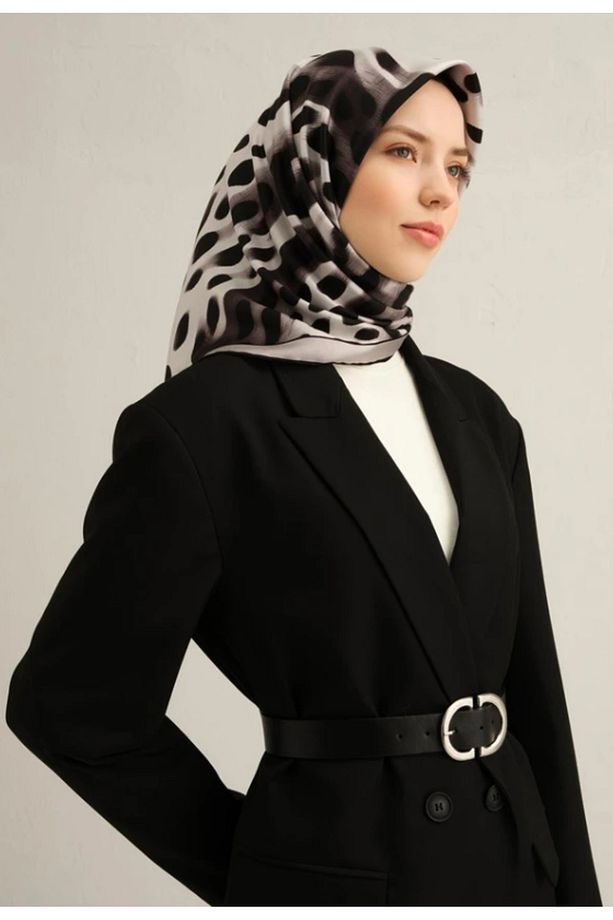 Sura Ipek Eşarp 9320-32 Siyah Karışık Desen - 1