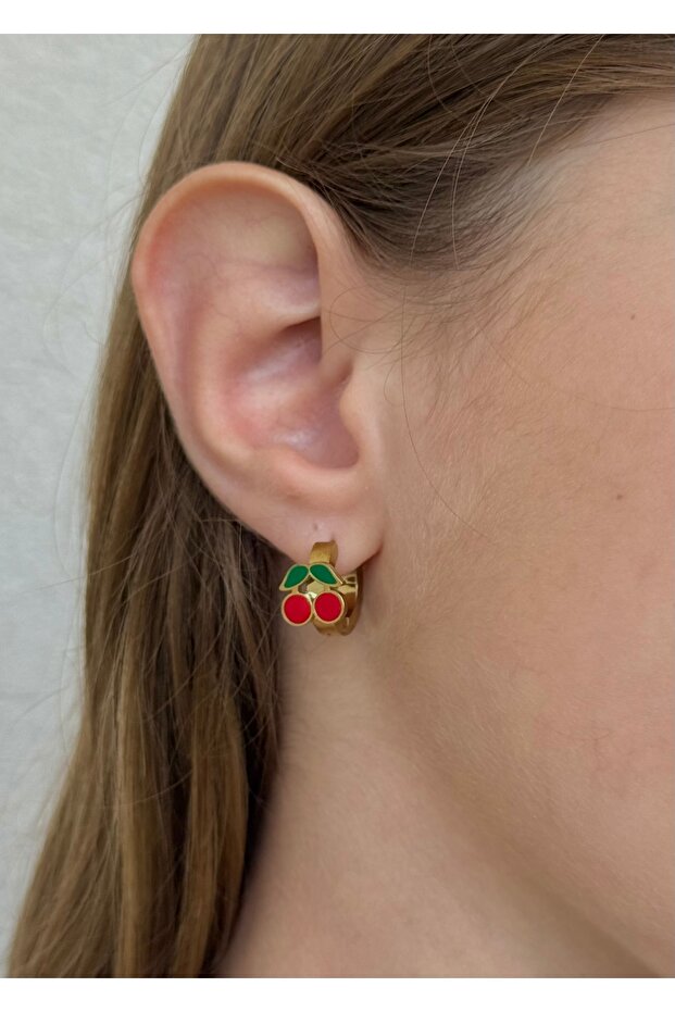 Sihra Accessories Steel Ring Model Cherry Children's Earrings