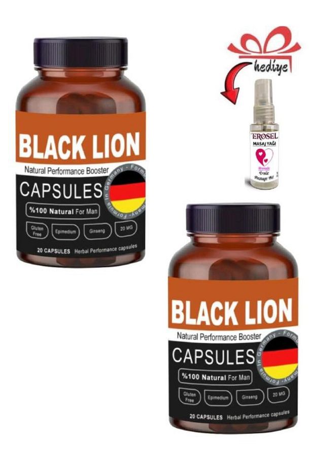 Black Lion Men Booster Erkekler İçin Sertleştirme Takviyesi 20'lix2 ad+Erosel Cep Masaj Jelli - 1