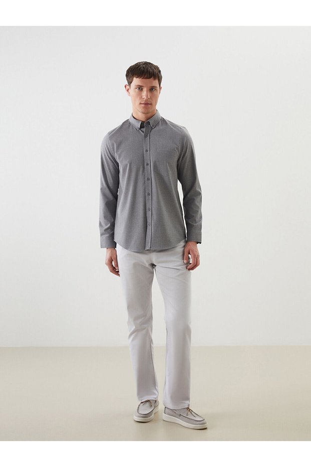 Lcwaikiki Classic Gray Standard Fit Gabardine Men's Chino Trousers