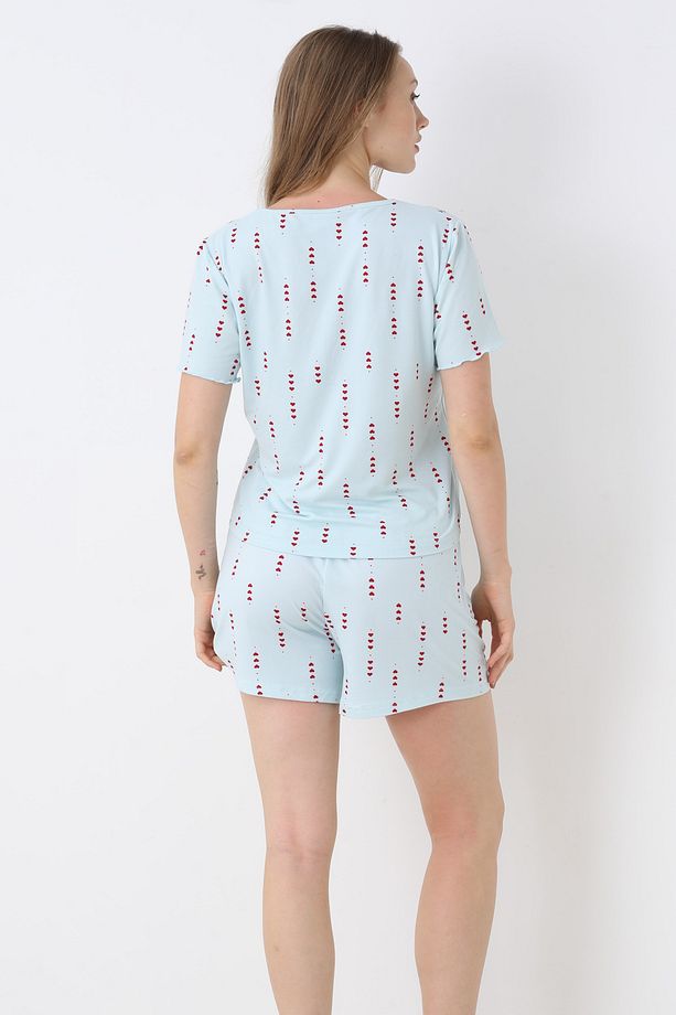 Bianca Charm Kısakol Şortlu Mavi Pijama Takımı - 4