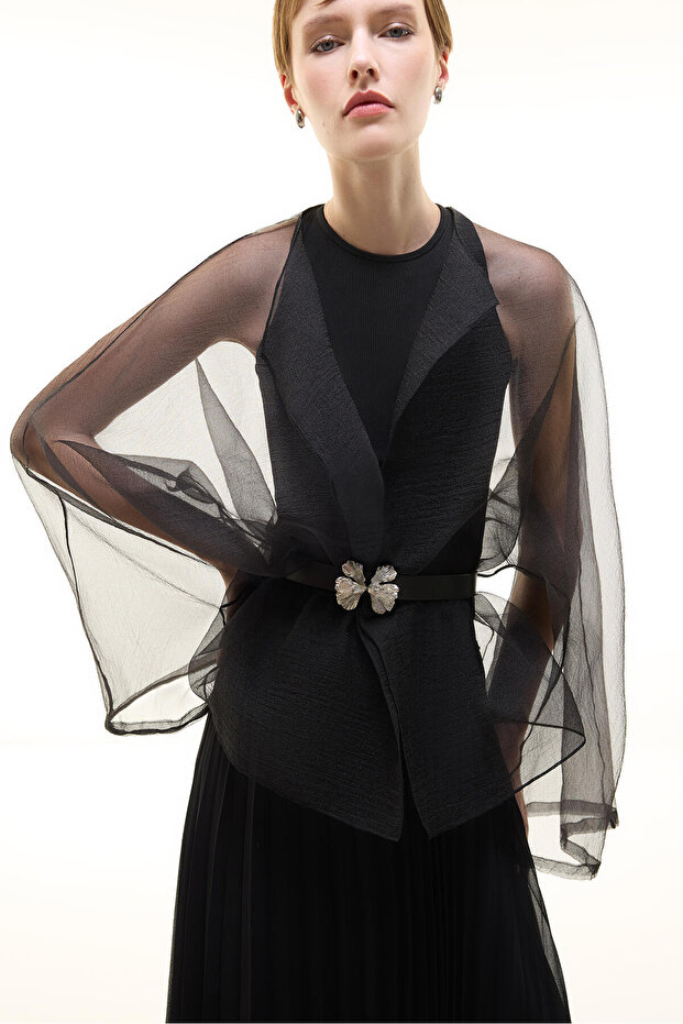 Biye Detail Organza Jacket