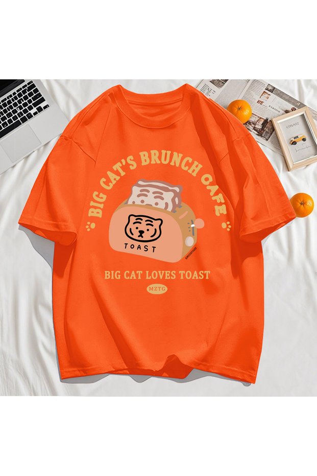 Y2K Vintage T-Shirt Tee Big Cat's Brunch Cafe Design