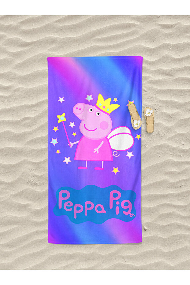 منشفة حمام الشاطئ للفتيات مطبوعة رقمية منقوشة من Peppa Pig