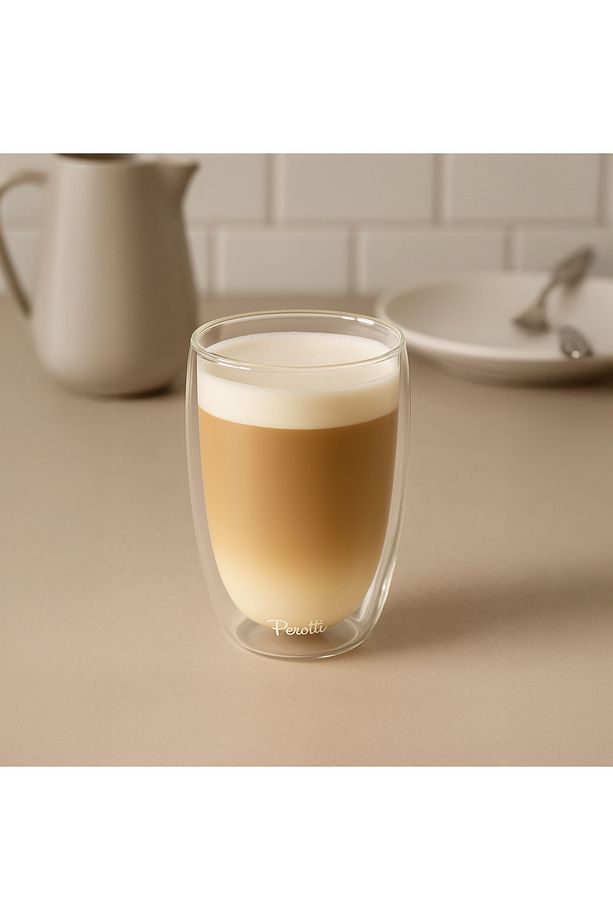 Çift Cidarlı Latte Bardağı - Şeffaf - 450 ml - 1