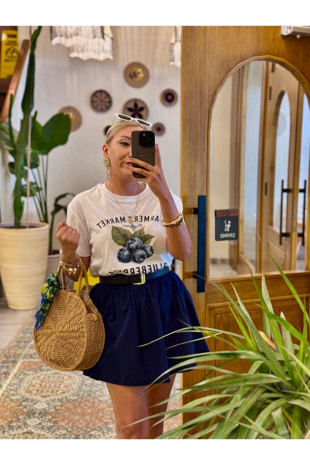 Blueberries Baskılı Tshirt - 3