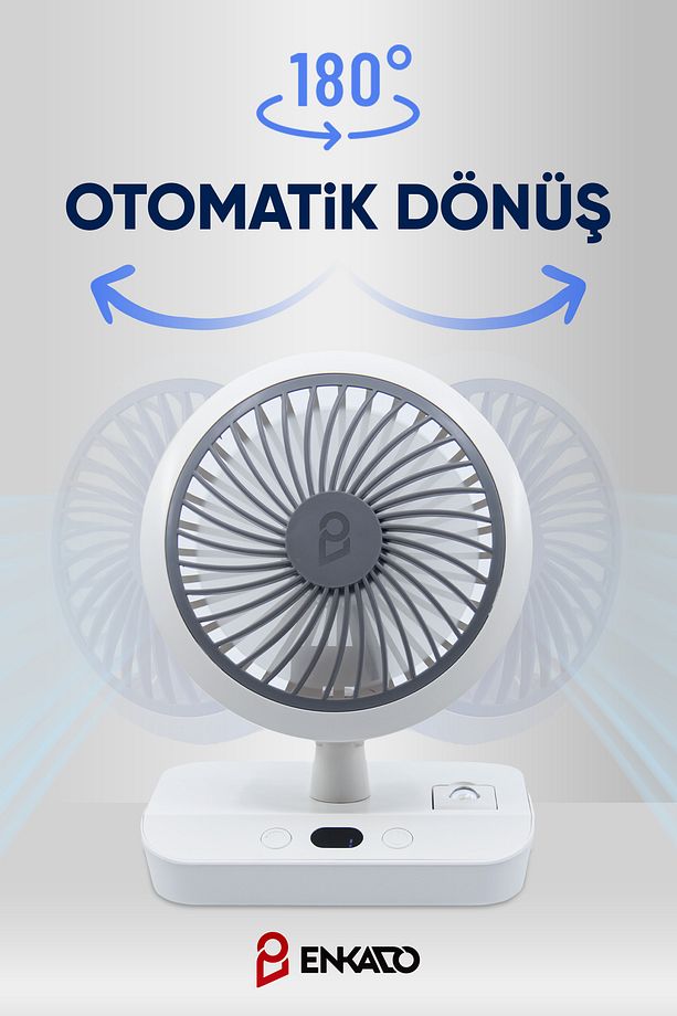 Taşınabilir Şarjlı Sessiz Mini Vantilatör 4 Mod Hız Led Ekran Döner Başlıklı Masaüstü Fan Soğutucu - 4