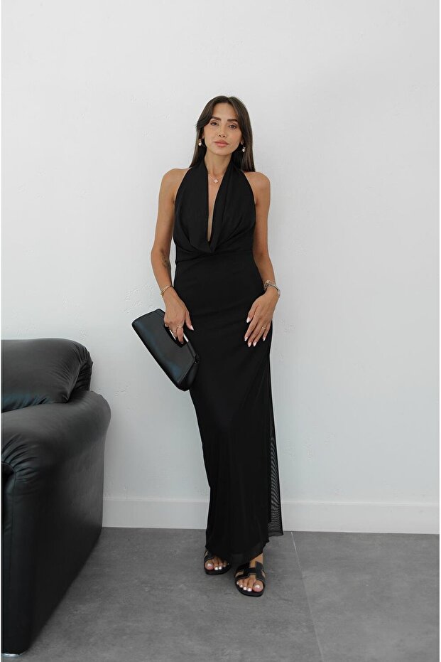 Μαύρο φόρεμα με δραπέ - 2