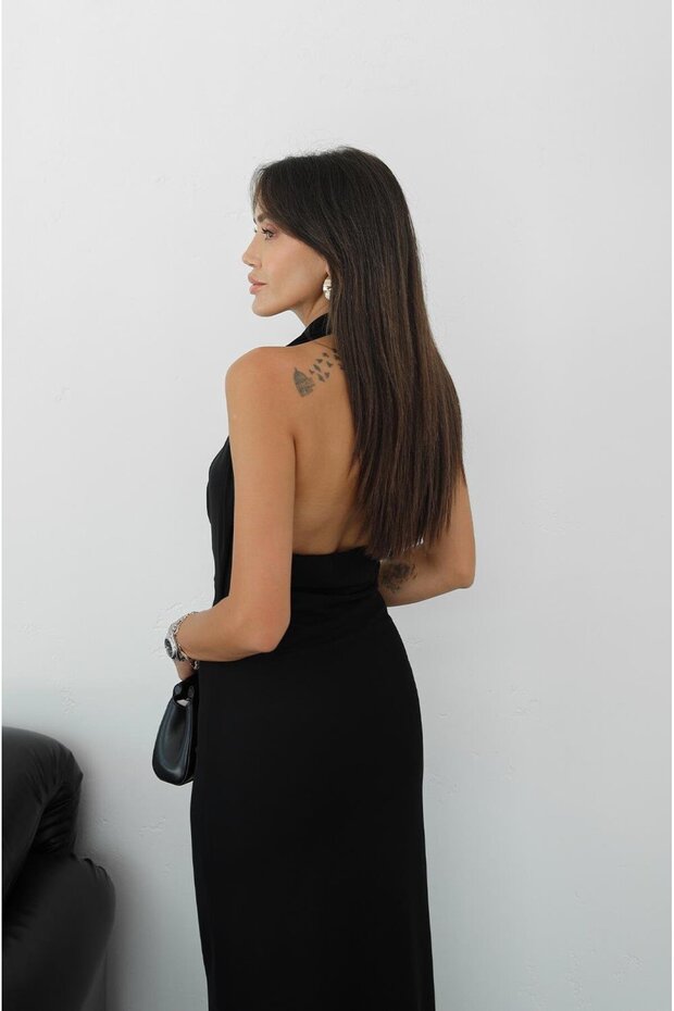 Μαύρο φόρεμα με δραπέ - 7