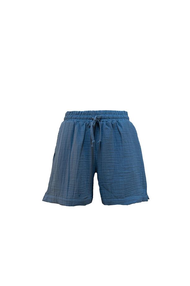 Kadın Müslin Regular Fit Bağcıklı Cepli Şort - 1
