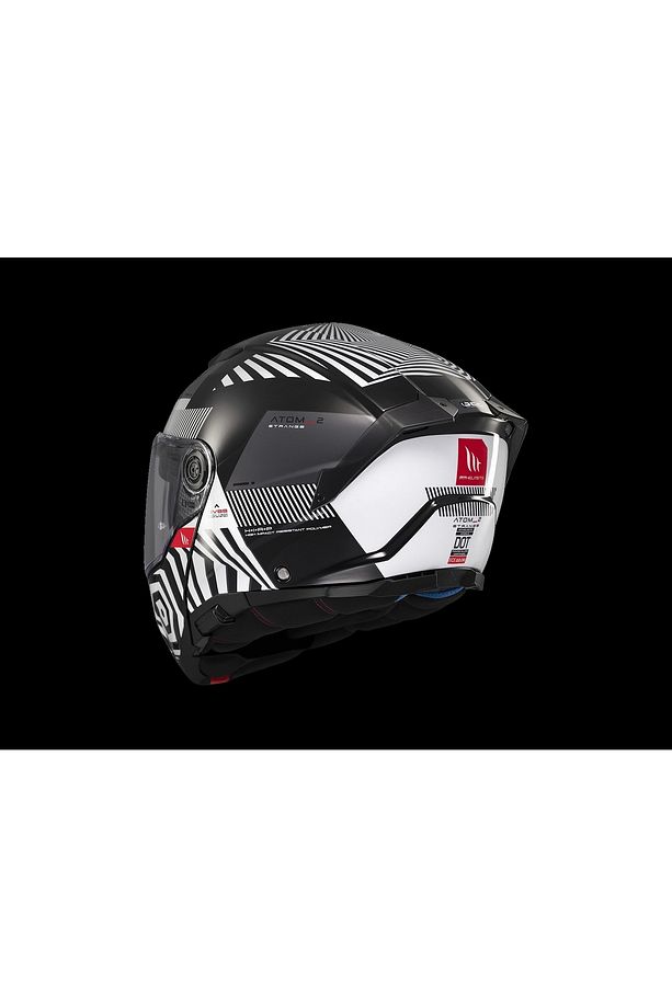 KASK MT ATOM 2 STRANGE B2 ÇENE AÇILIR SİYAH/BEYAZ - 3