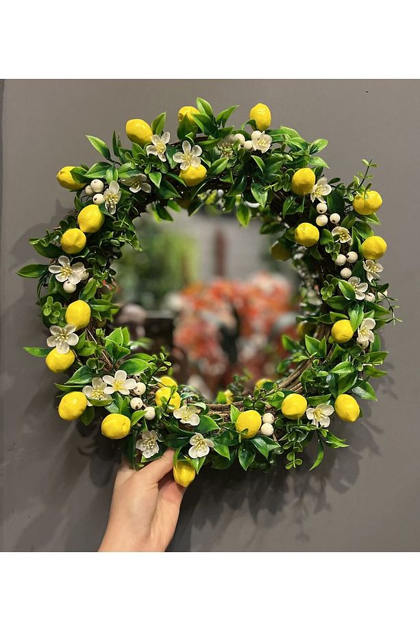 Limonlu Dış Kapı Süsü - Yılbaşı Kapı süsü- Kapı süsü limon çiçekli - 3