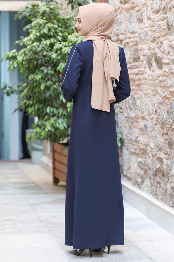 Hira İşlemeli Ferace Lacivert SN56 - 3