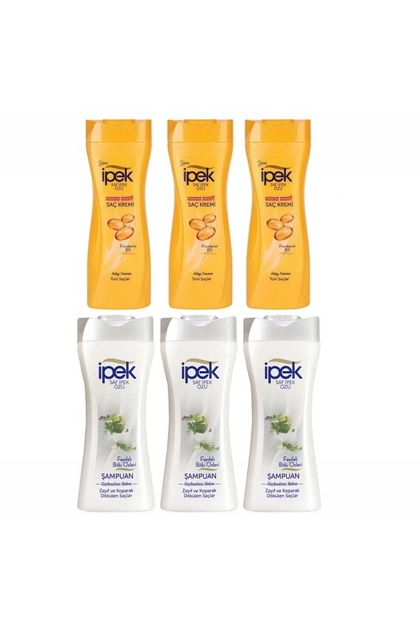 İpek Saç Kremi 480 ml X 3 adet & İpek Faydalı Bitki Özleri Şampuan 480 ml X 3 Adet - 1