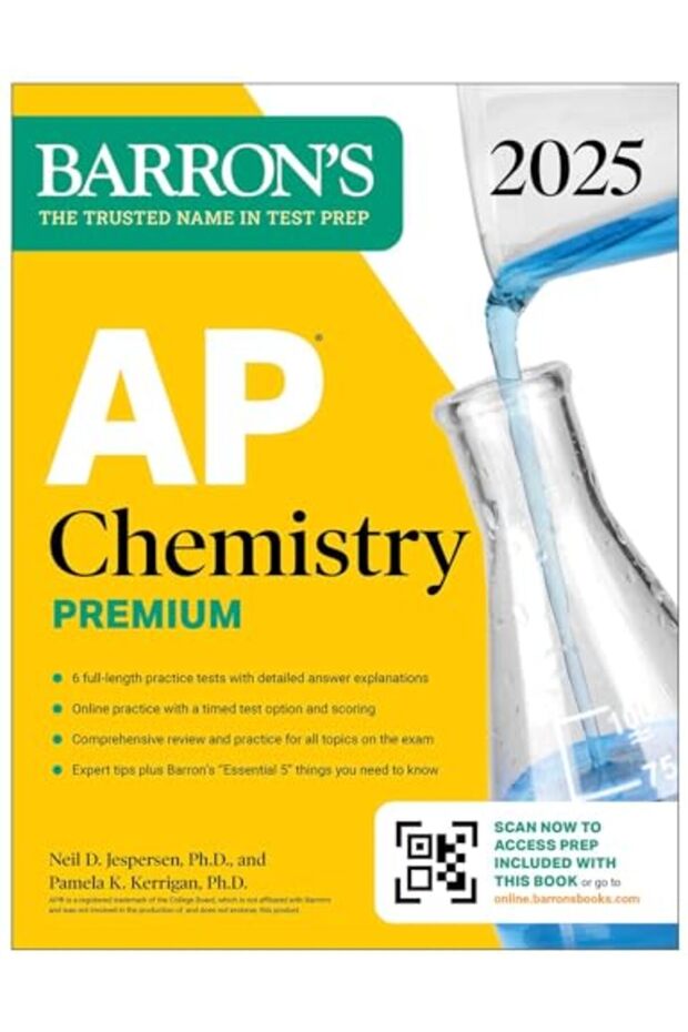 كتاب AP Chemistry Premium 2025: 6 اختبارات تدريبية + مراجعة شاملة + تدريب عبر الإنترنت