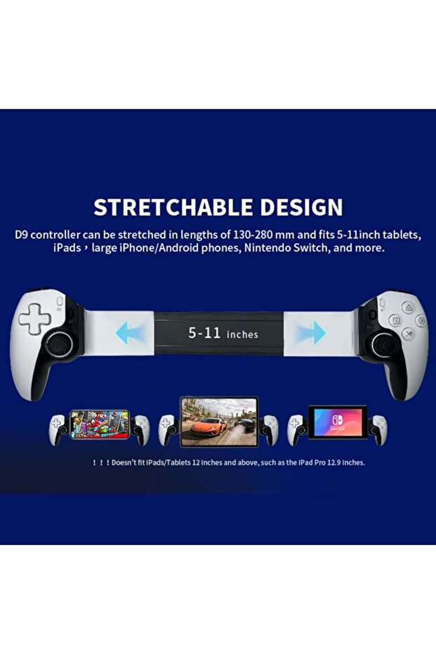 Wireless Bluetooth 5.2 Controller Universal, Android/iOS/PS4/Switch, BSP-D9, set sticker, White - 5