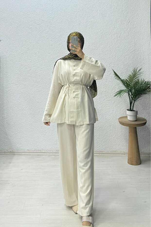 بدلة كتان بأزرار - 1