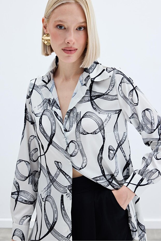 Patterned Classic Shirt - Black - 6