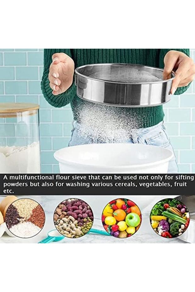Set of 6 Stainless Steel Flour Sieves – Fine Mesh Baking Sifters, Various Sizes from 5.6" to 10.6" - 5