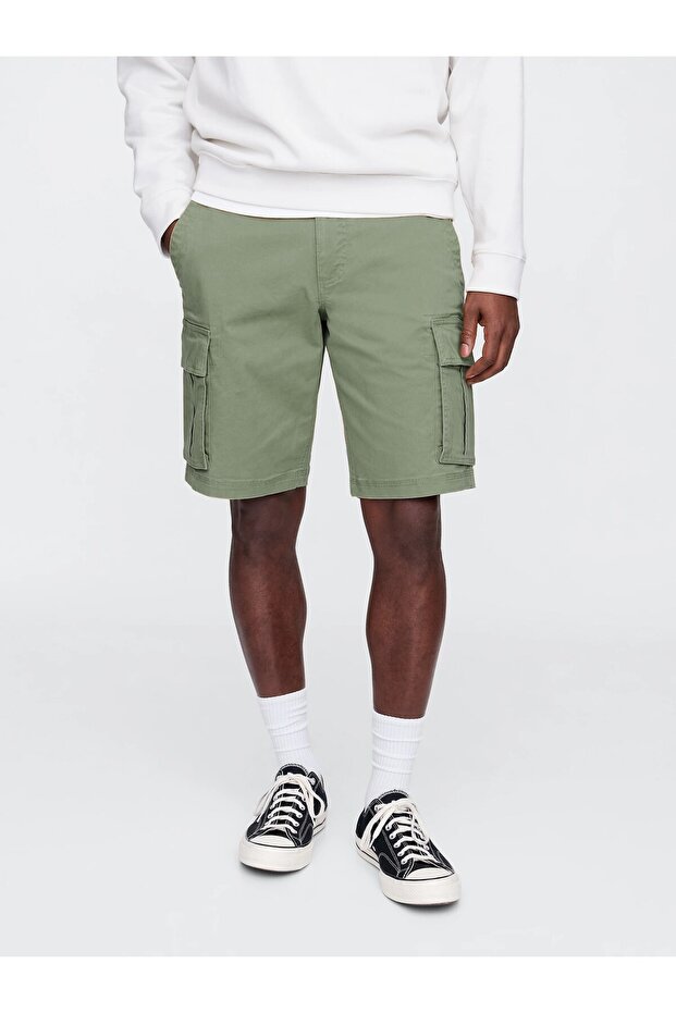Erkek Yeşil 11" Essential Kargo Şort - 1