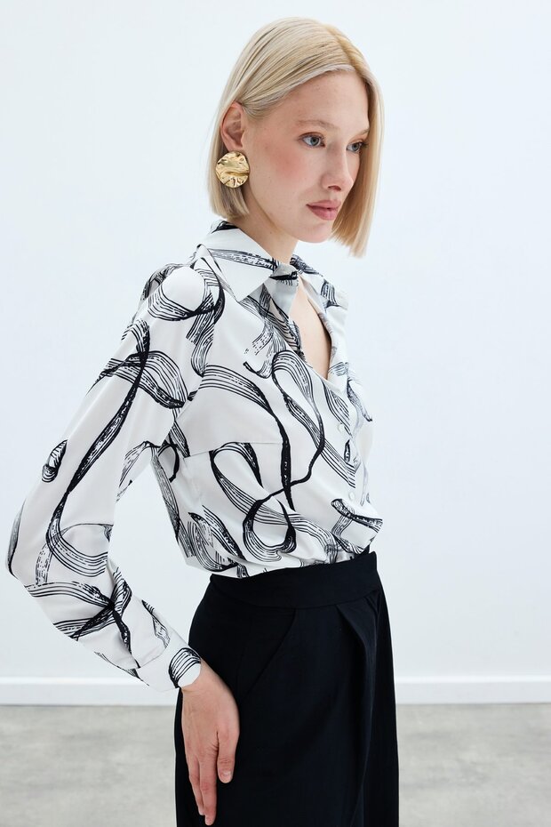Patterned Classic Shirt - Black - 5