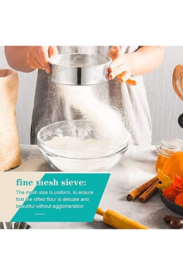 Set of 6 Stainless Steel Flour Sieves – Fine Mesh Baking Sifters, Various Sizes from 5.6" to 10.6" - 4
