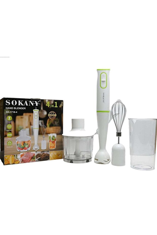 Hand Blender 4 In 1 Food Processor Grinder Egg Whisk Beaker Chopper - 300 Watt