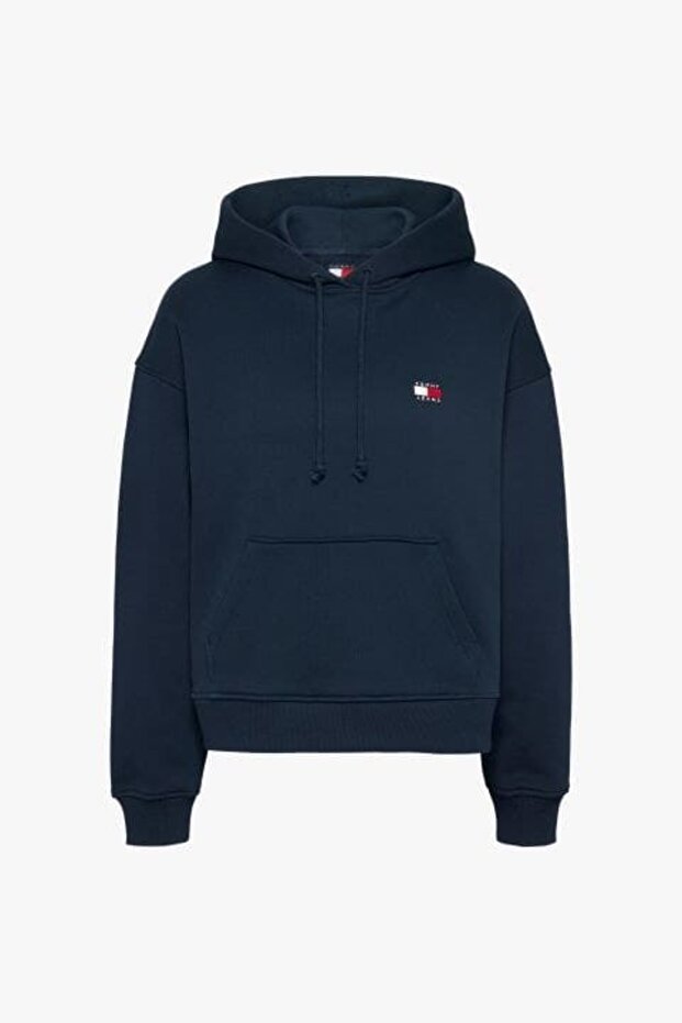 Női Boxy Fit kapucnis logós pulóver - sötétkék - 5