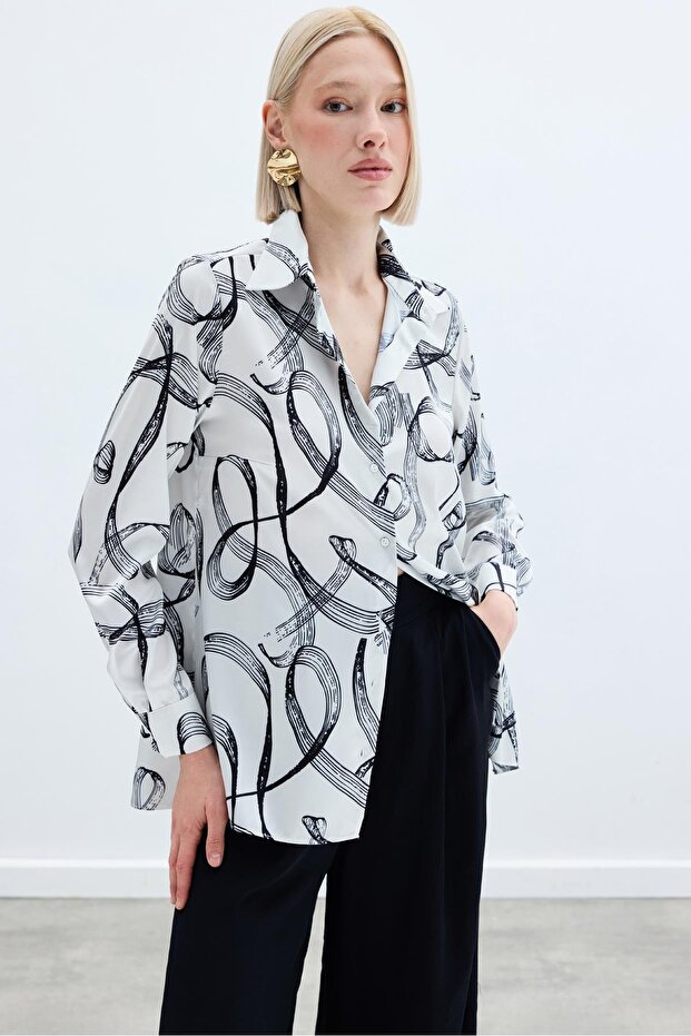 Patterned Classic Shirt - Black - 3