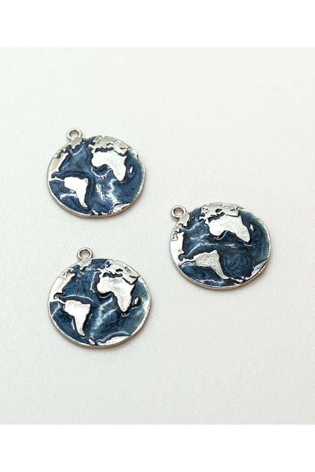 Travel Themed Jewelry Making Supplies - World Map Pendant – 21X18 mm Globe Charm