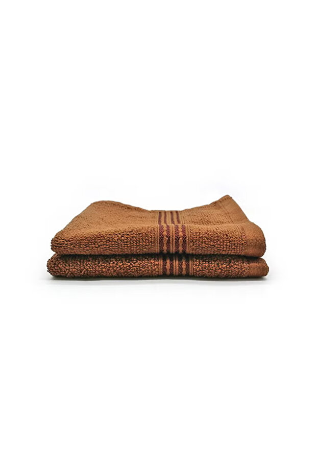 2-Piece Cotton Face Towel Set – 33x33cm, Soft & Absorbent, Brown, Everyday Use