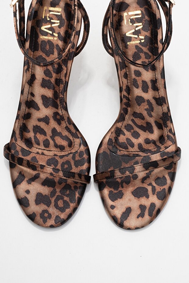 JASMİN Siyah Sarı Desenli Tek Bantlı Kadın Topuklu Ayakkabı - 2