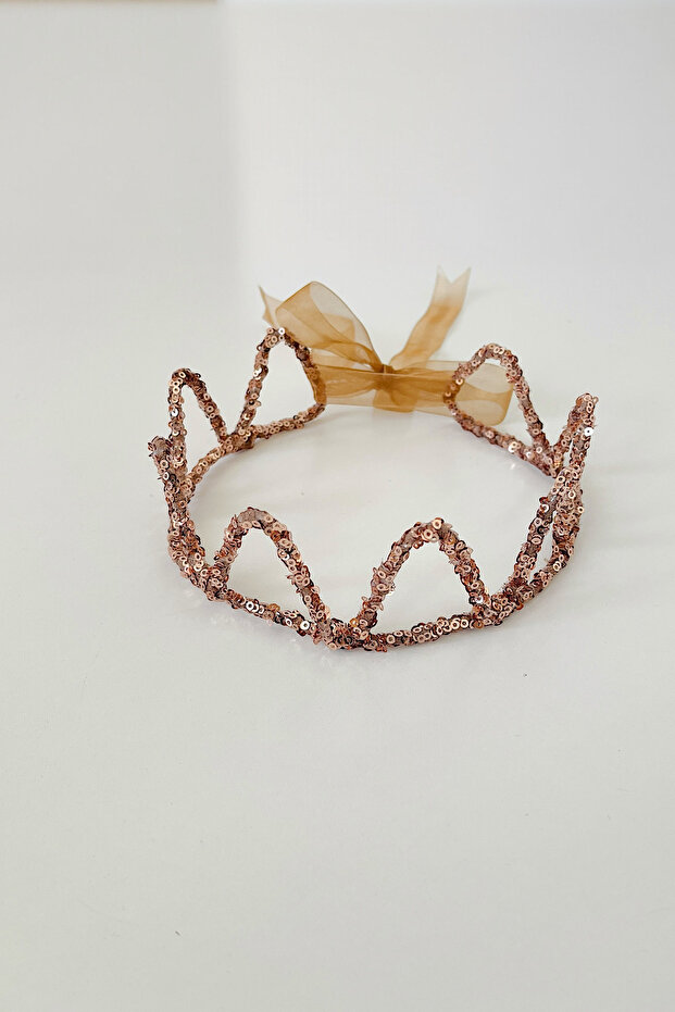 Round Copper Sequin Sequined Girl's Queen Crown