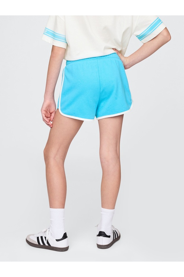 Kız Çocuk Açık Mavi VintageSoft Dolphin Sweat Şort - 5