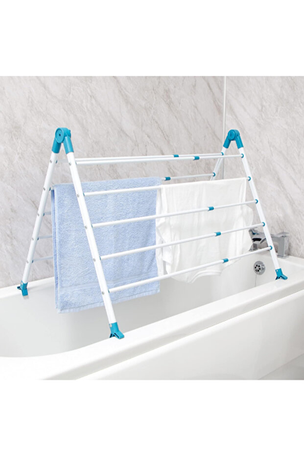 رف تجفيف الملابس القابل للتمديد فوق الحمام - 6