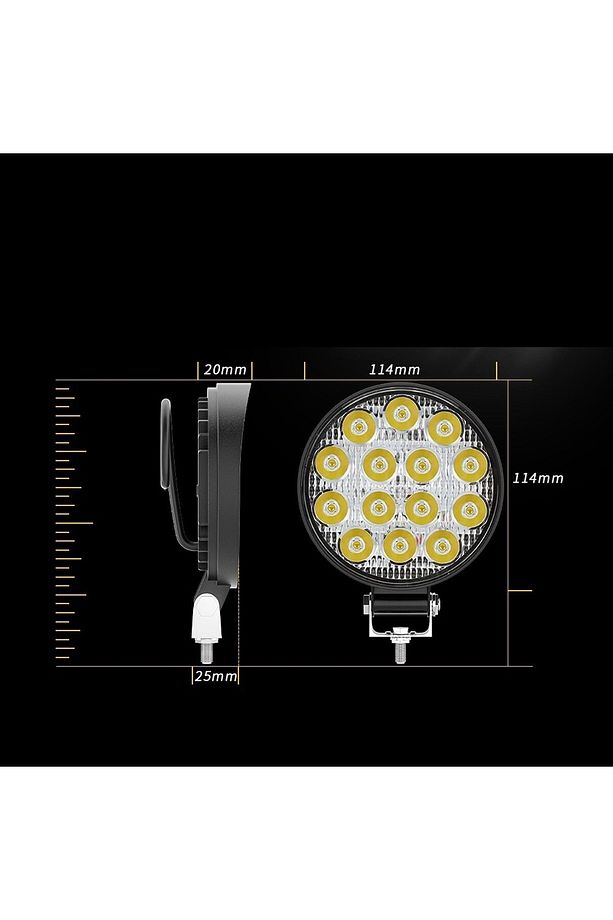 Off Road 14 Led 42 Watt Yuvarlak Traktör Tır Kamyon Tekne Sis Farı Projektör Çalışma Lambası - 3