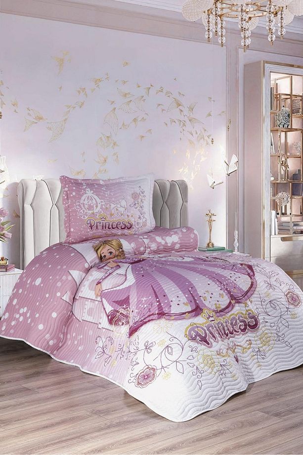 Solenya Kız Çocuk Tek Kişilik Yatak Örtüsü Takımı - Pike Set - 1