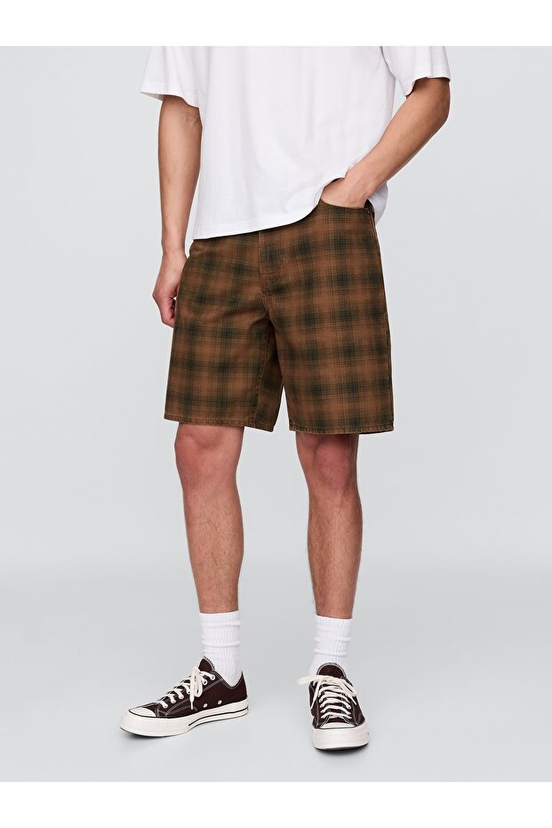 ErkekKareli Kanvas Şortlar - 6