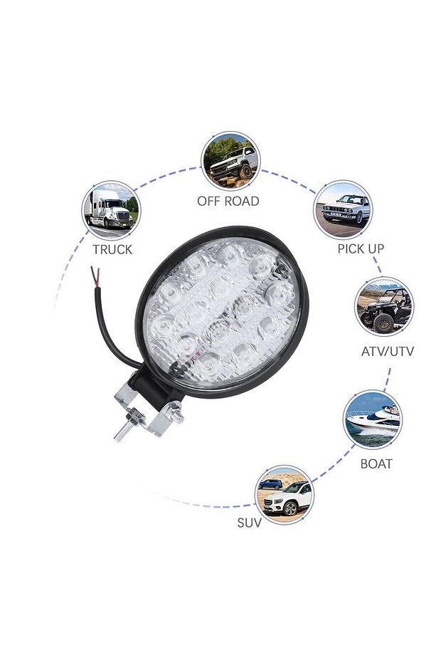 Off Road 14 Led 42 Watt Yuvarlak Traktör Tır Kamyon Tekne Sis Farı Projektör Çalışma Lambası - 4